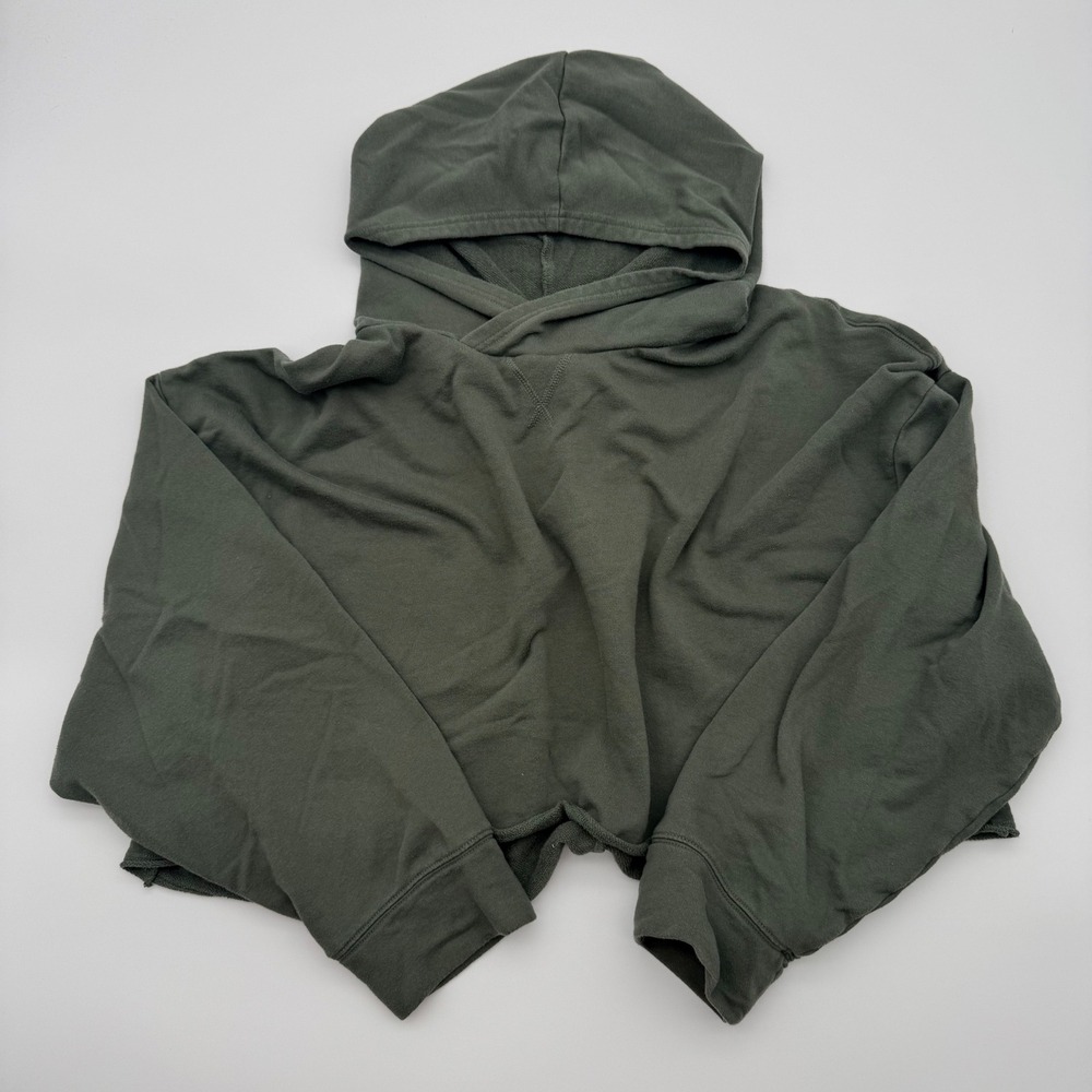 Fabletics Womens XXL Olive Green French Terry Cropped Hoodie Sweatshirt 2XL